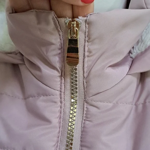 Cavalini Purplish Pink Sleeveless Hooded Fuzzy Lined Jacket. Size Small NWOT - Picture 5 of 12